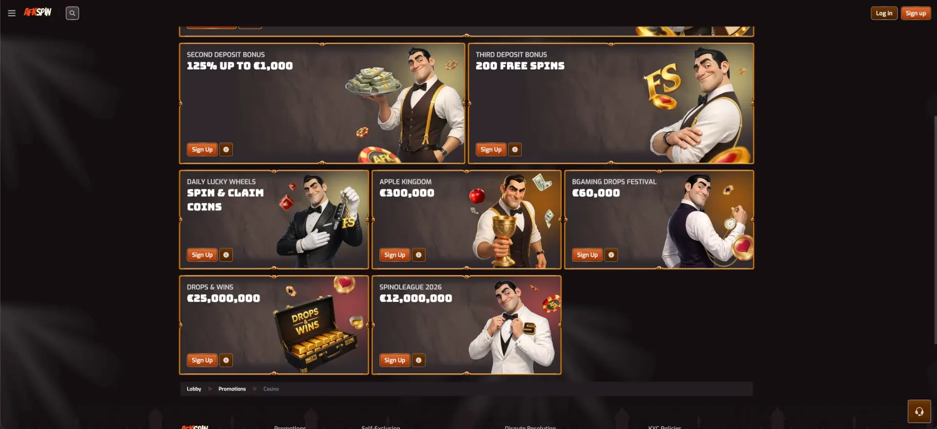 AFKspin Bonus und Aktionen
