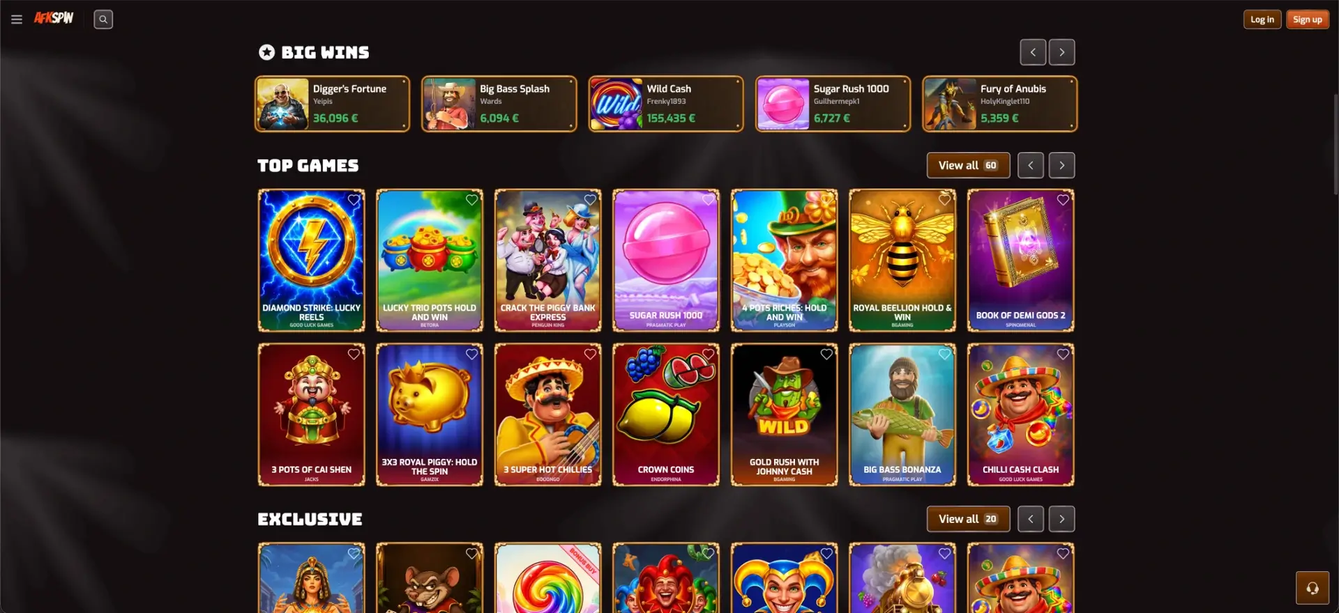 Das Spielangebot von AFKspin Casino